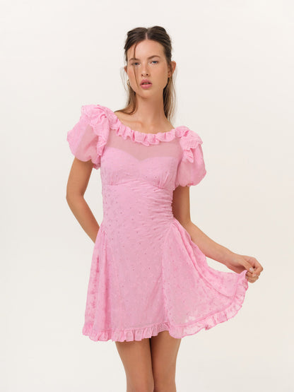 Hamptons Eyelet Mini Dress Pink - For Love & Lemons