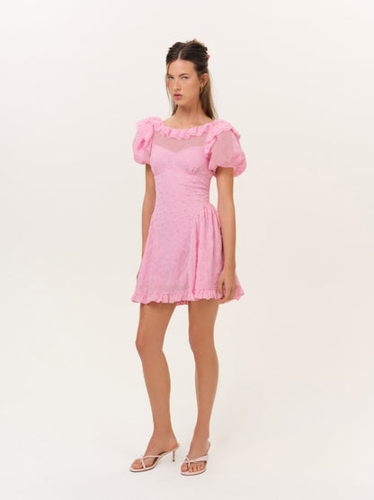 Hamptons Eyelet Mini Dress Pink - For Love & Lemons