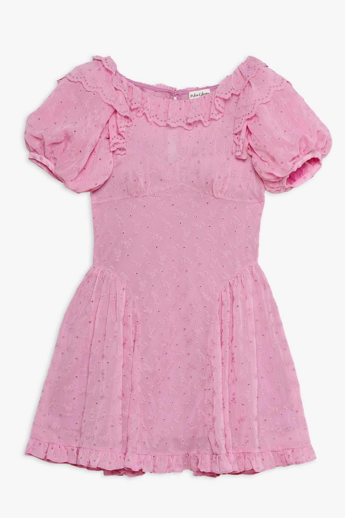 Hamptons Eyelet Mini Dress Pink - For Love & Lemons
