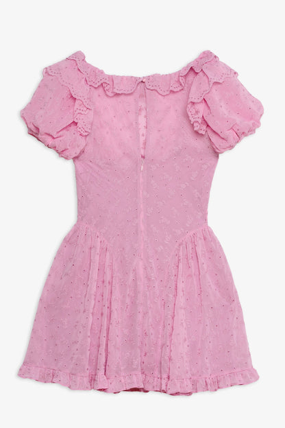 Hamptons Eyelet Mini Dress Pink - For Love & Lemons