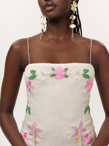 Hibiscus Haze Mini Dress Cream - For Love & Lemons
