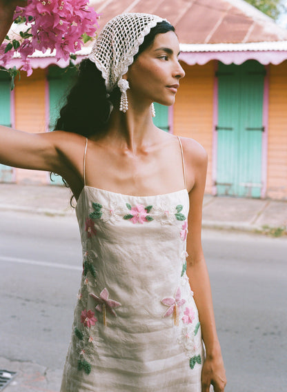 Hibiscus Haze Mini Dress Cream - For Love & Lemons