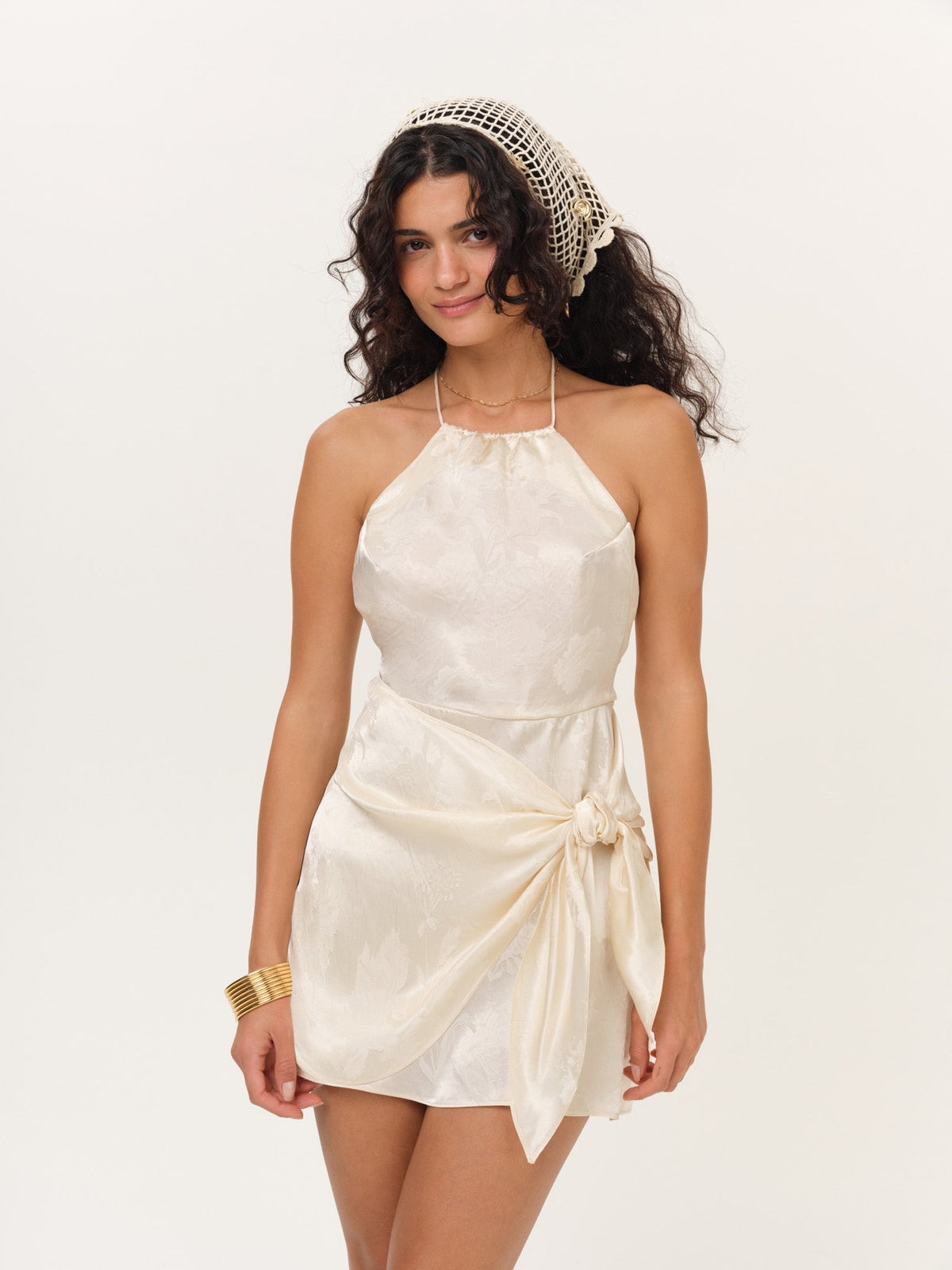 Adrift Wrap Mini Dress Cream - For Love & Lemons