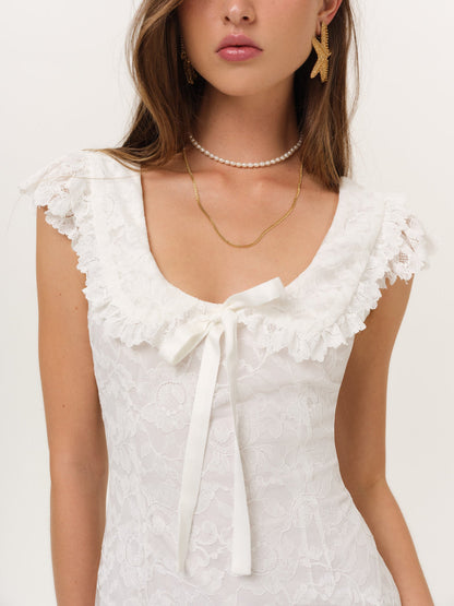 Lost at Sea Mini Dress Cream - For Love & Lemons
