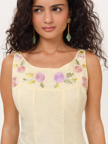 Amari Mini Dress Baby Yellow - For Love & Lemons