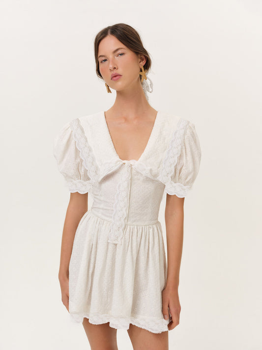 Frannie Mini Dress White - For Love & Lemons
