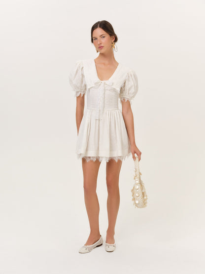 Frannie Mini Dress White - For Love & Lemons