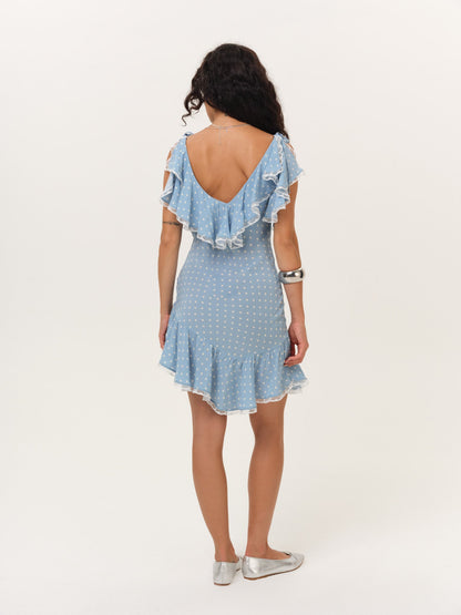 Stormie Dot Mini Dress Blue - For Love & Lemons