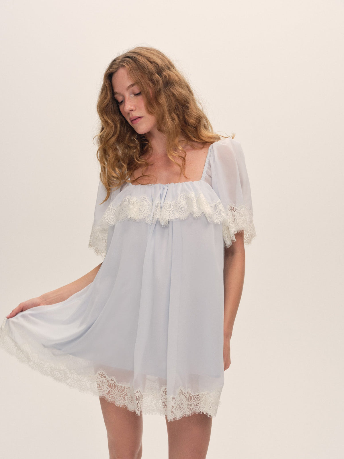 Mayfair Mini Dress Baby Blue - For Love & Lemons