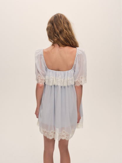 Mayfair Mini Dress Baby Blue - For Love & Lemons