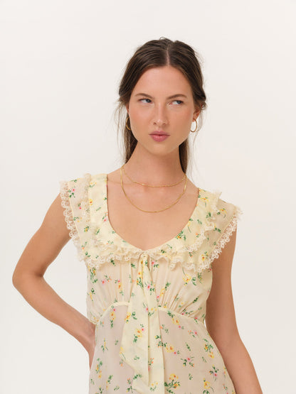 Liam Floral Mini Dress Butter - For Love & Lemons