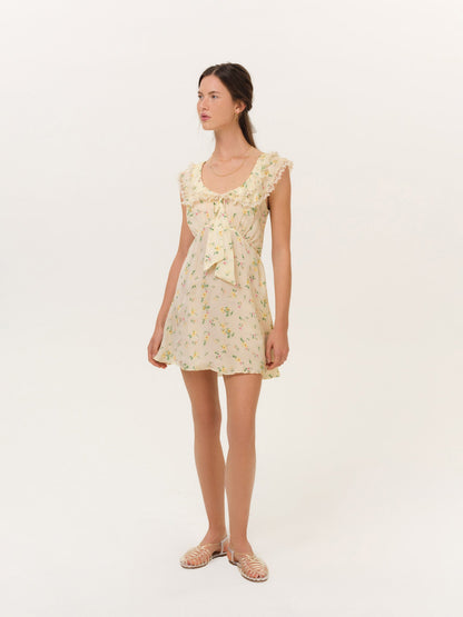 Liam Floral Mini Dress Butter - For Love & Lemons