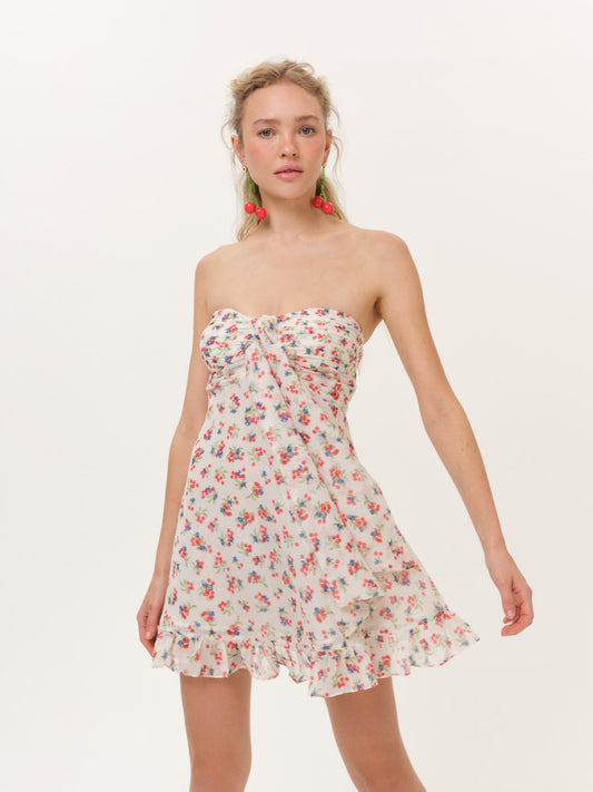 Teagan Mini Dress Cream Red - For Love & Lemons