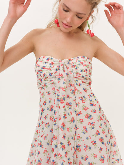 Teagan Mini Dress Cream Red - For Love & Lemons