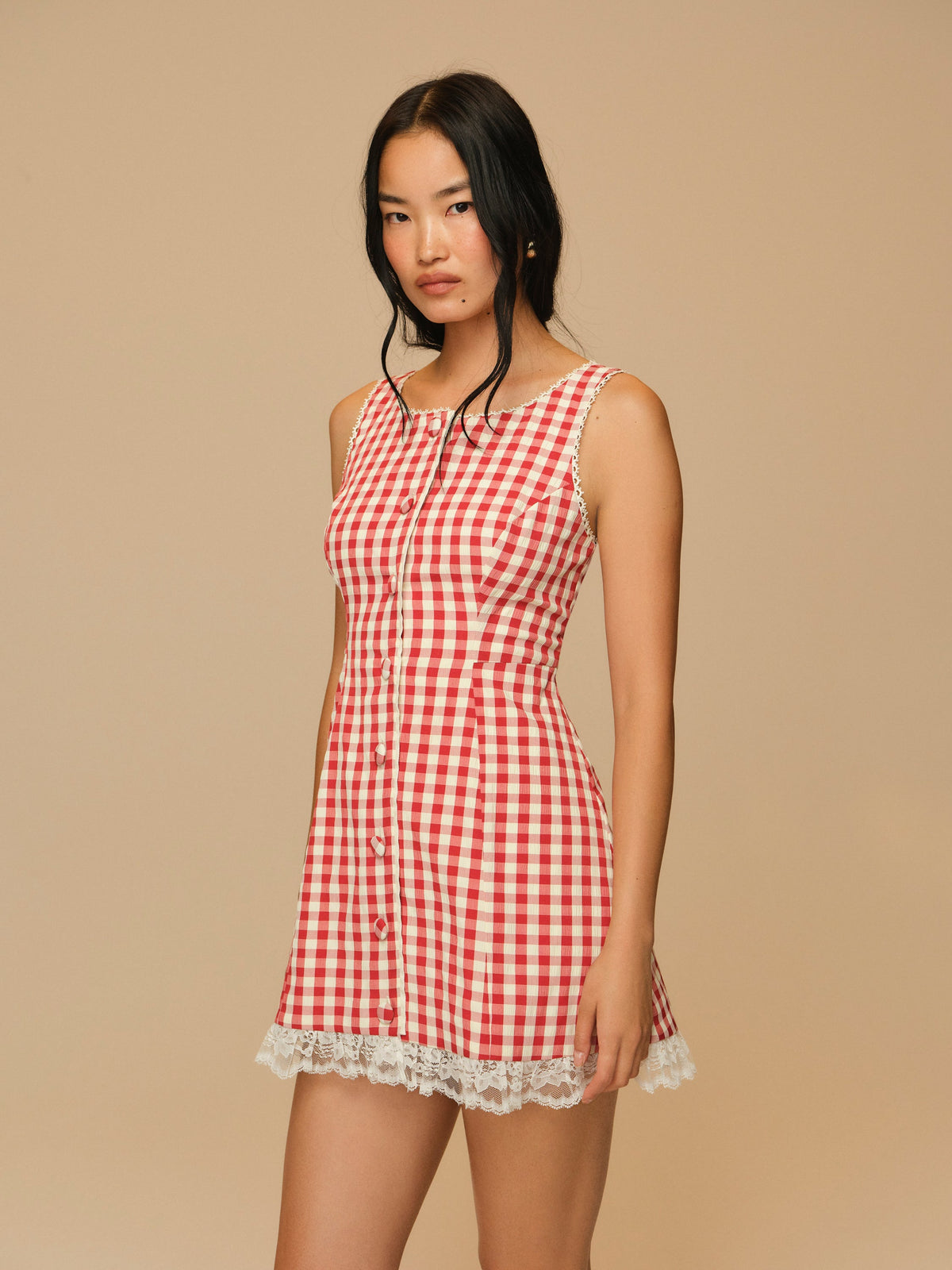 Venus Mini Dress Red Gingham - For Love & Lemons