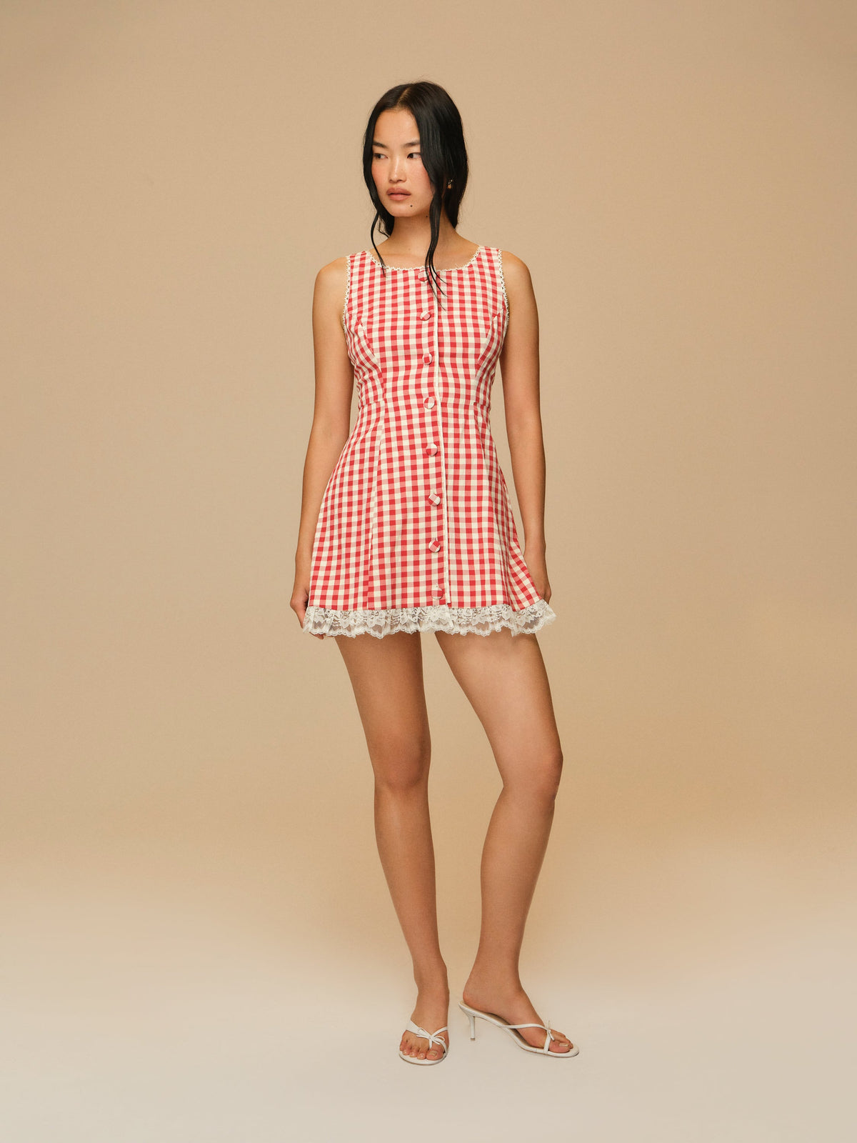 Venus Mini Dress Red Gingham - For Love & Lemons