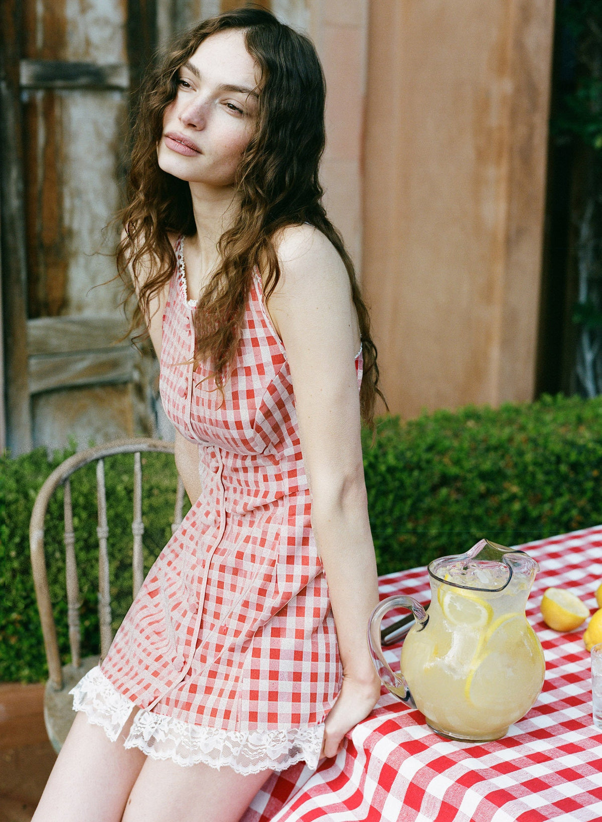Venus Mini Dress Red Gingham - For Love & Lemons