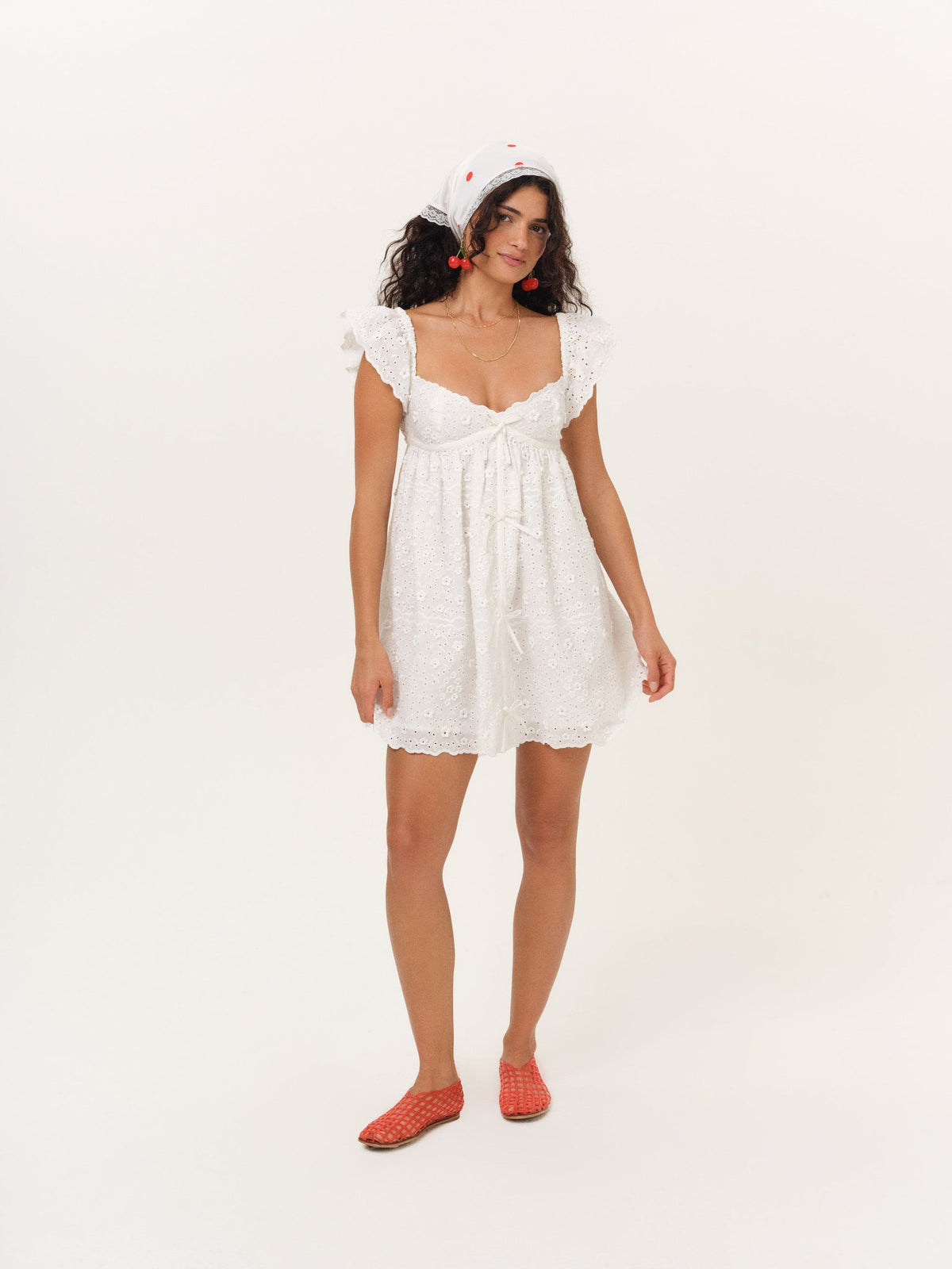 Laura Eyelet Mini Dress White - For Love & Lemons