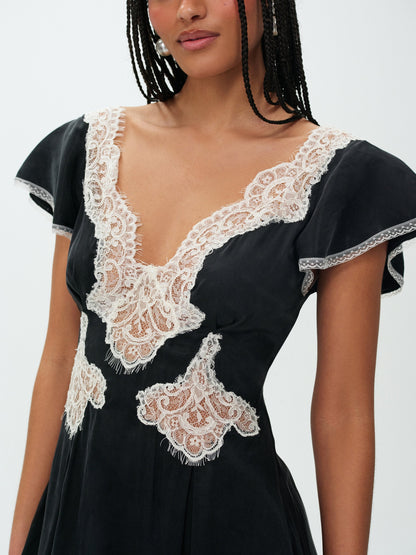 Luna Rose Mini Dress Black - For Love & Lemons