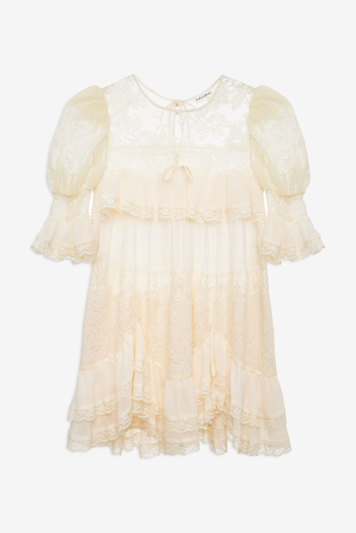 Elara Ruffle Mini Dress Vintage Cream - For Love & Lemons