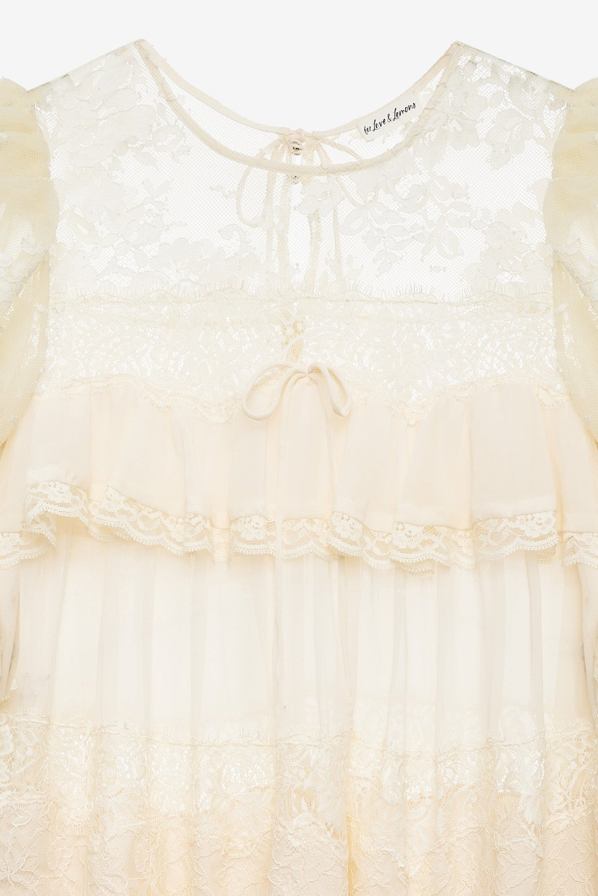 Elara Ruffle Mini Dress Vintage Cream - For Love & Lemons