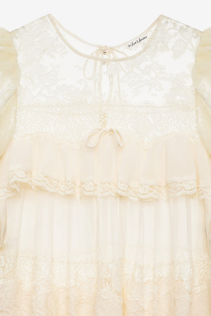 Elara Ruffle Mini Dress Vintage Cream - For Love & Lemons