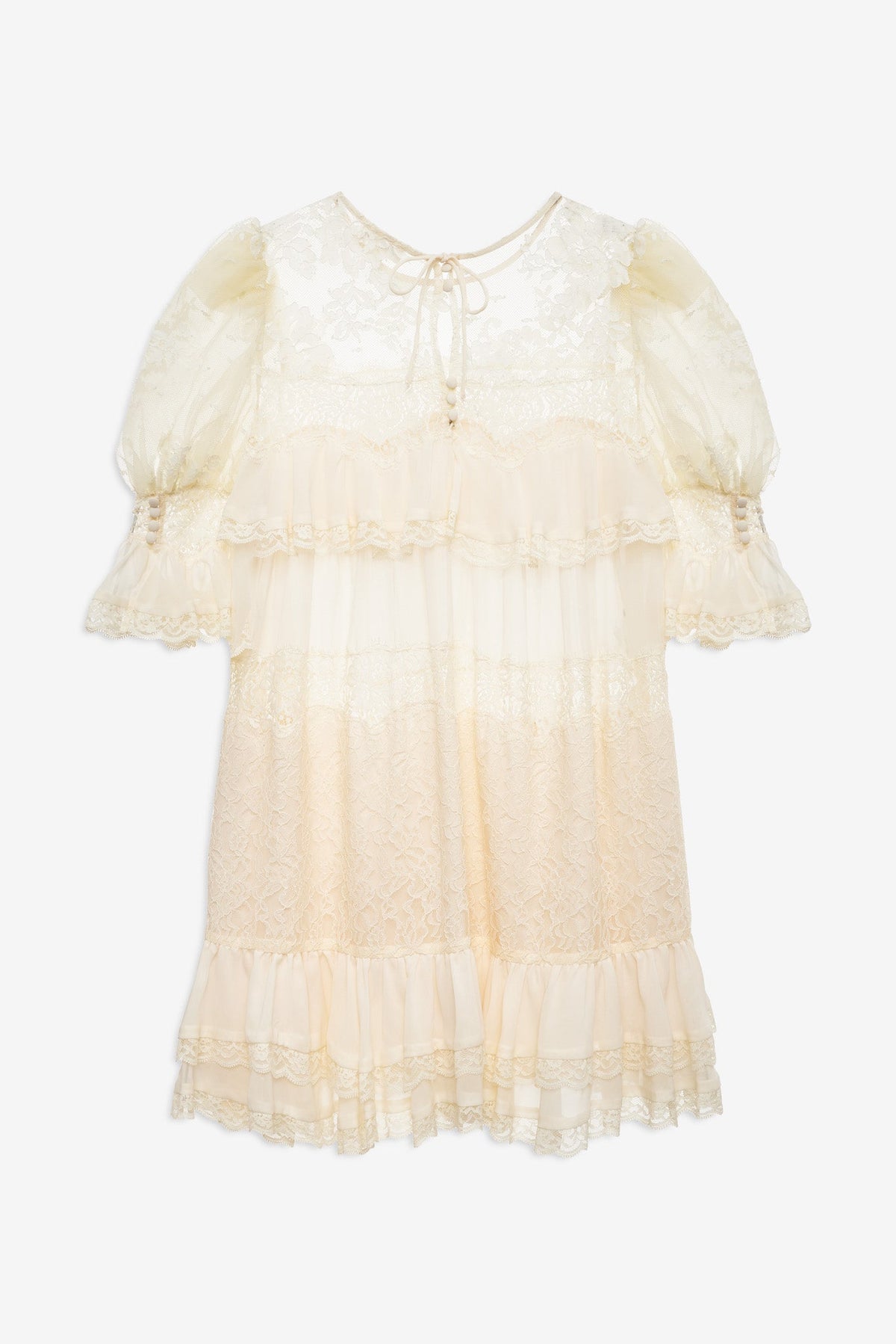 Elara Ruffle Mini Dress Vintage Cream - For Love & Lemons
