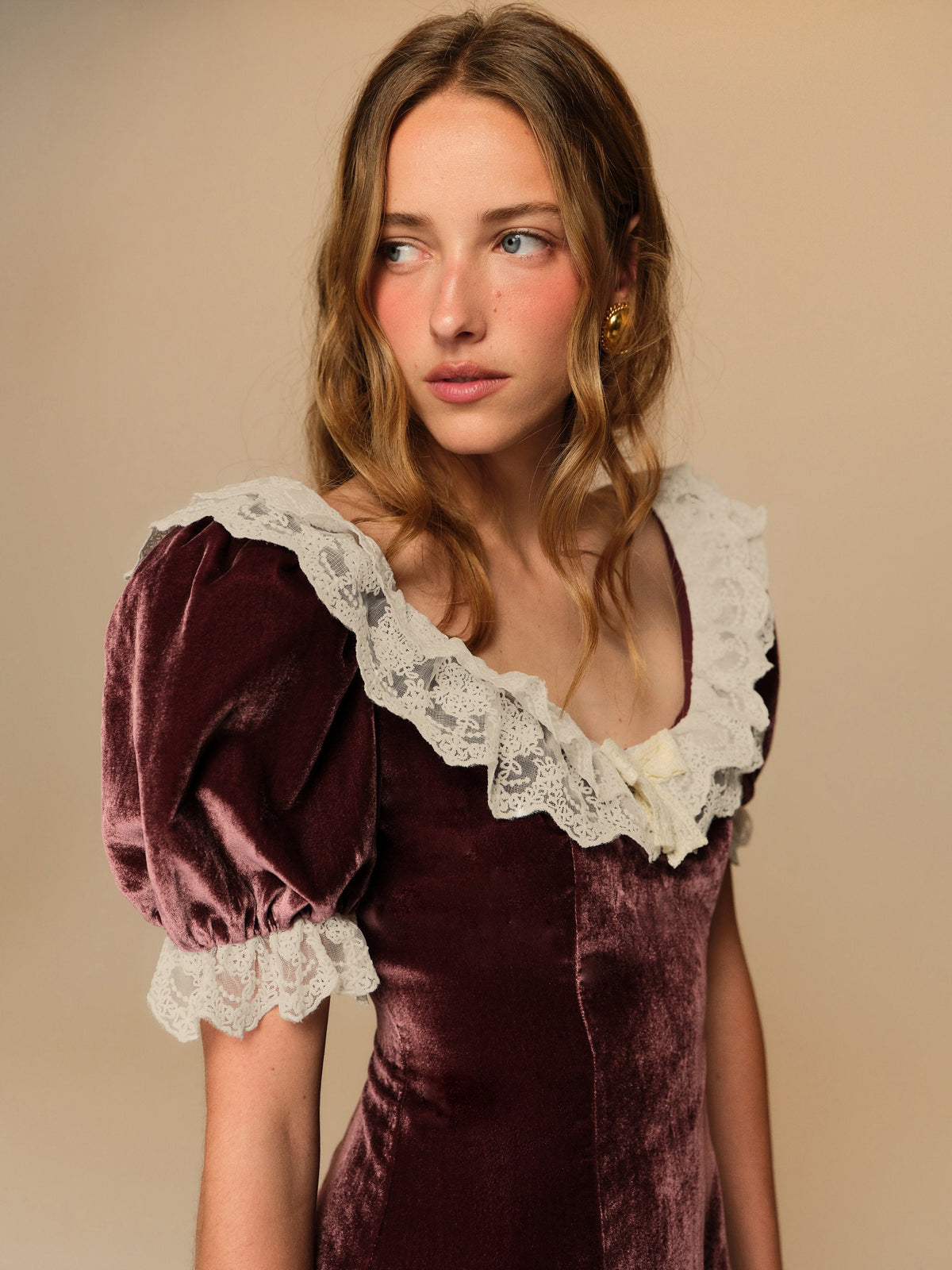La Vie En Bow Velvet Mini Dress Purple - For Love & Lemons