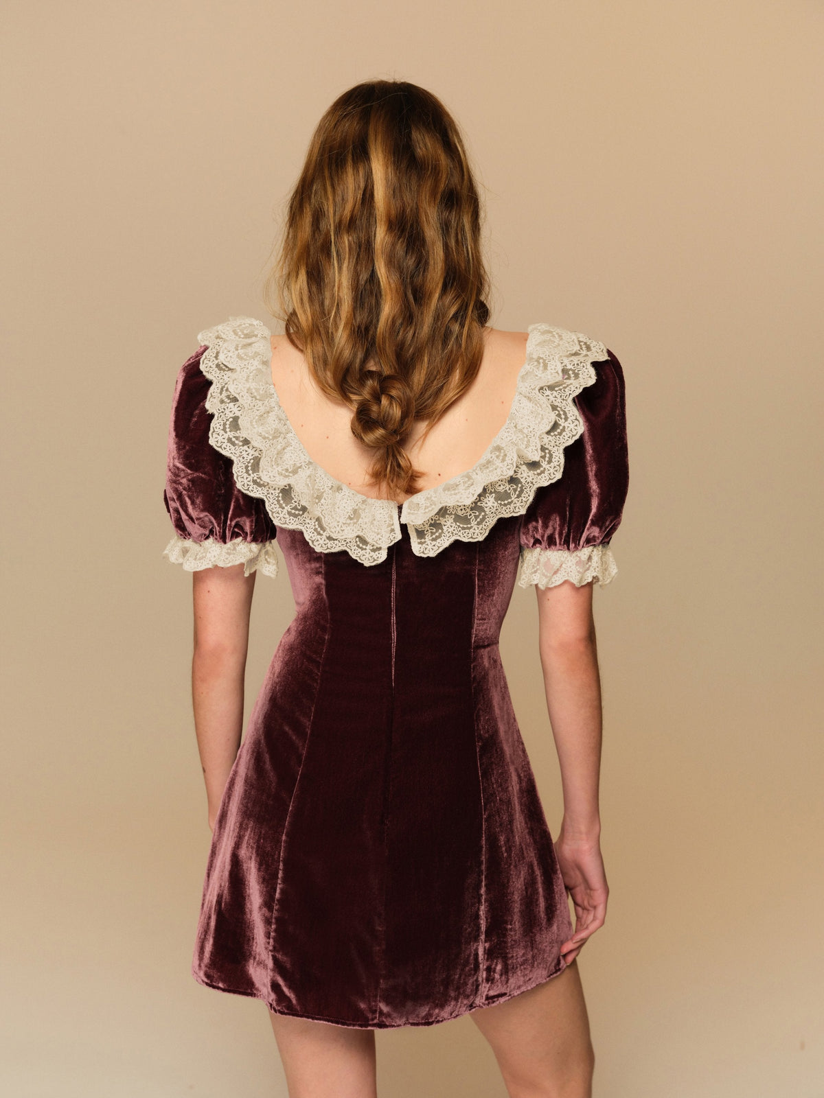 La Vie En Bow Velvet Mini Dress Purple - For Love & Lemons