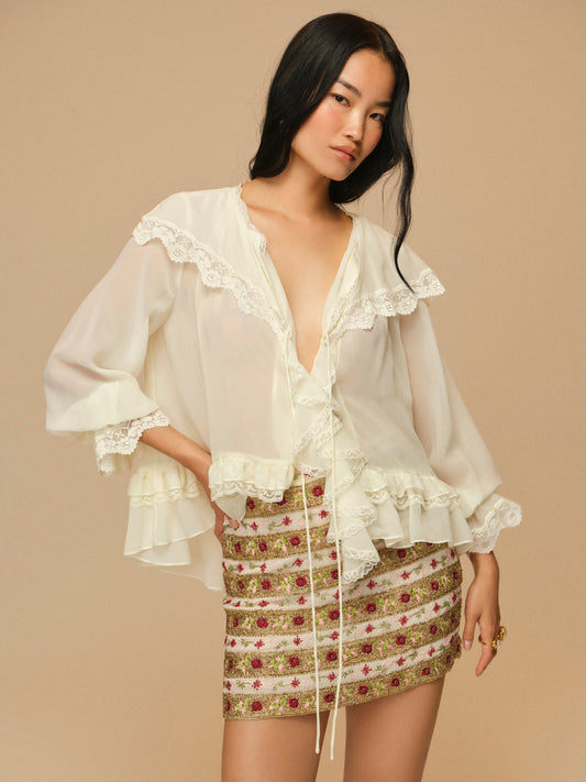 Marle Mini Skirt Sand - For Love & Lemons