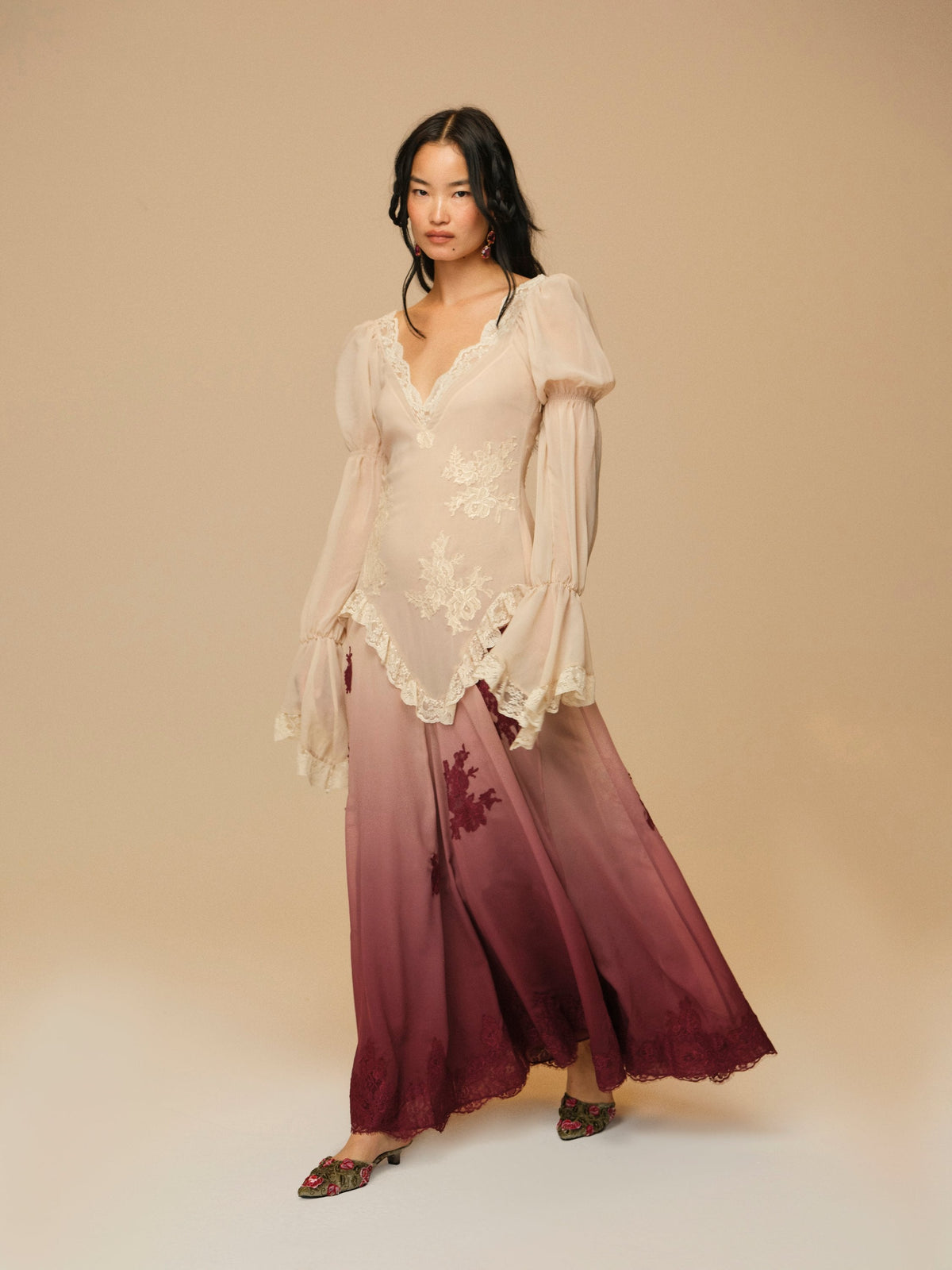 Adelaide Chiffon Maxi Dress Nude - For Love & Lemons