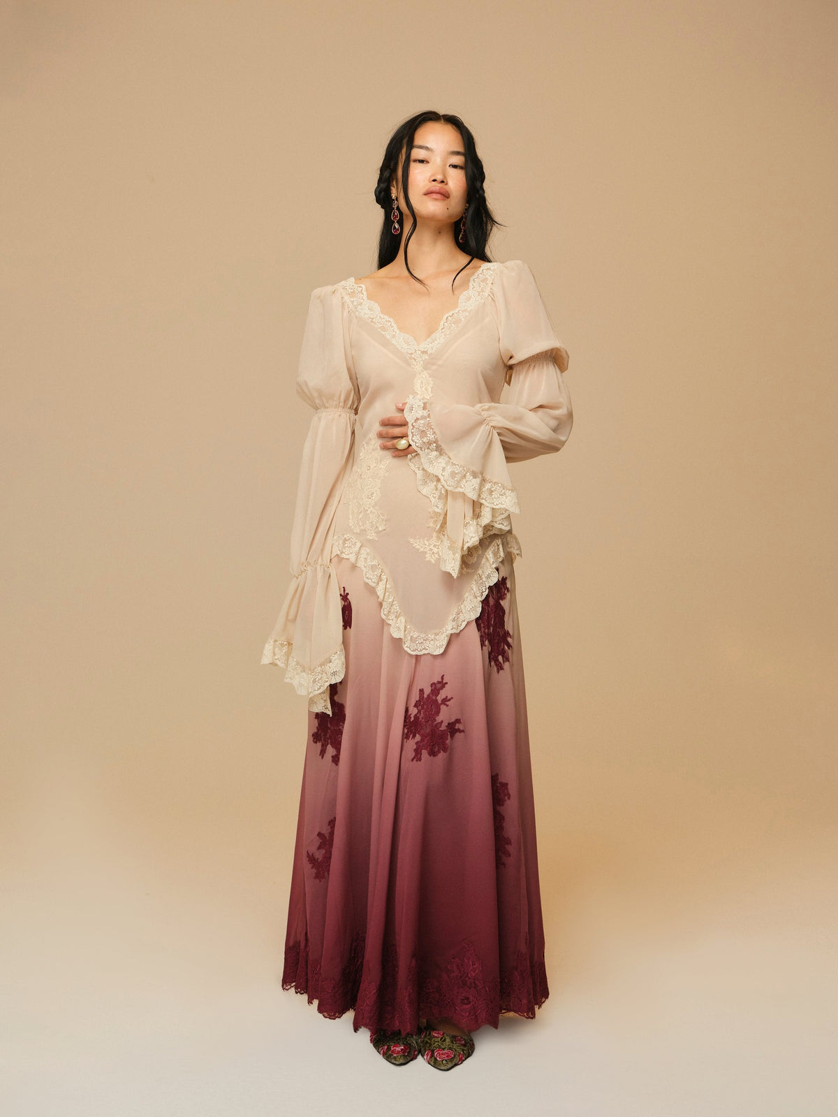 Adelaide Chiffon Maxi Dress Nude - For Love & Lemons