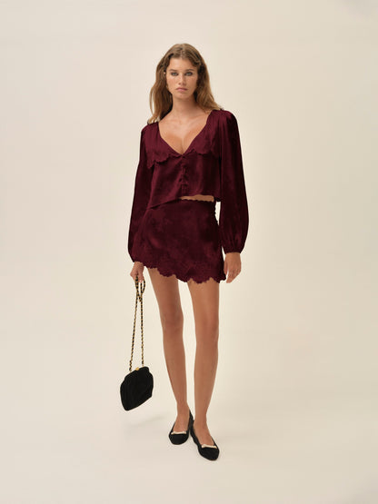 Locked Hearts Top Burgundy - For Love & Lemons