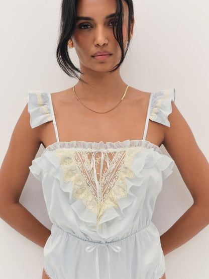 Cleo Romper Blue - For Love & Lemons