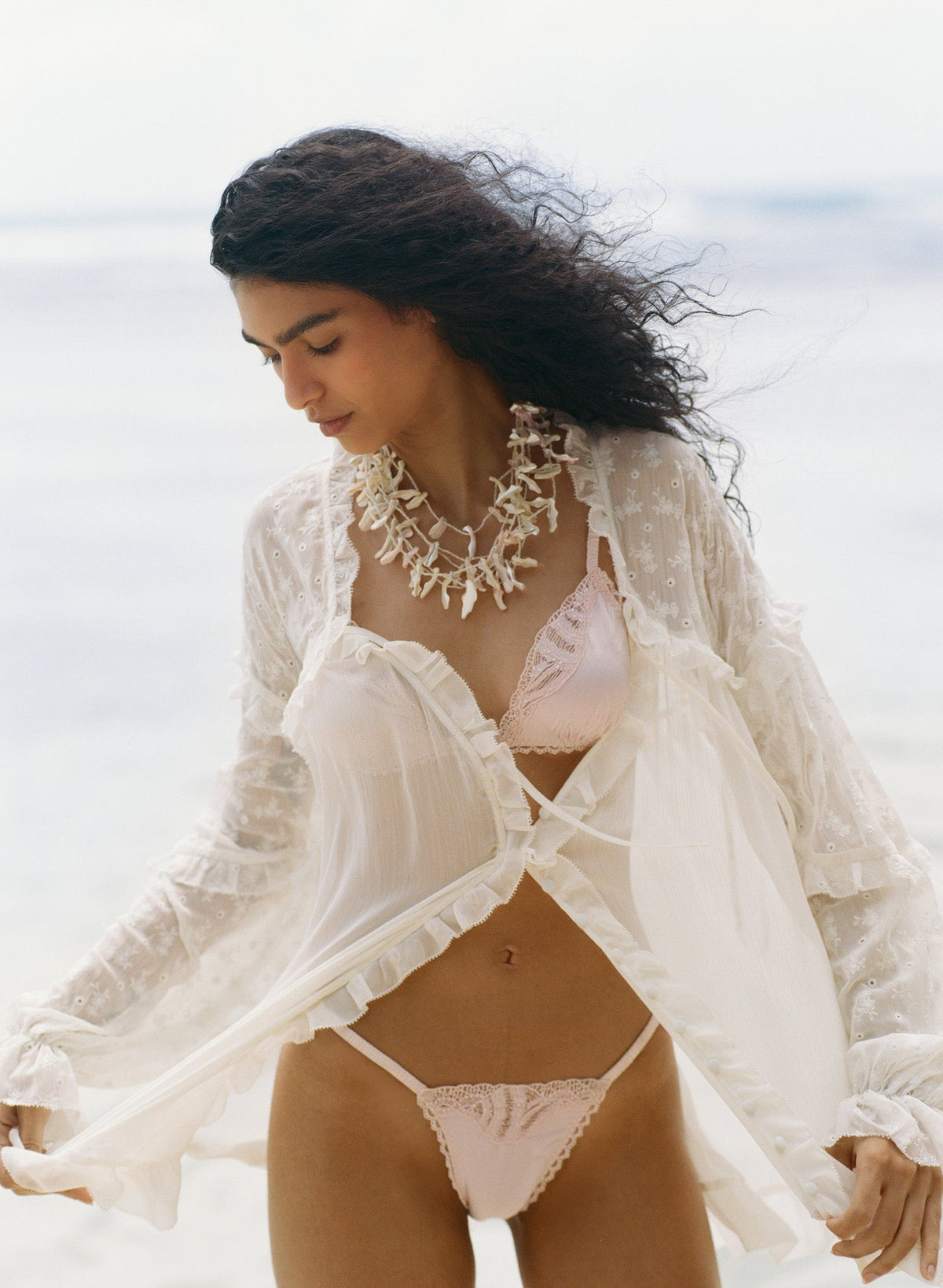 Seashell Beaded Bralette Peach - For Love & Lemons