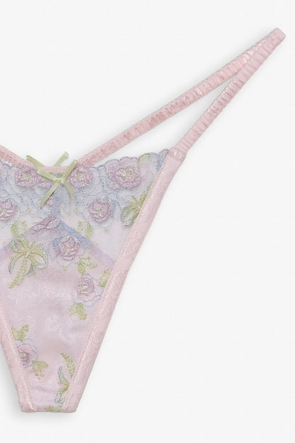 Pastel Bouquets Thong Panty Pink - For Love & Lemons