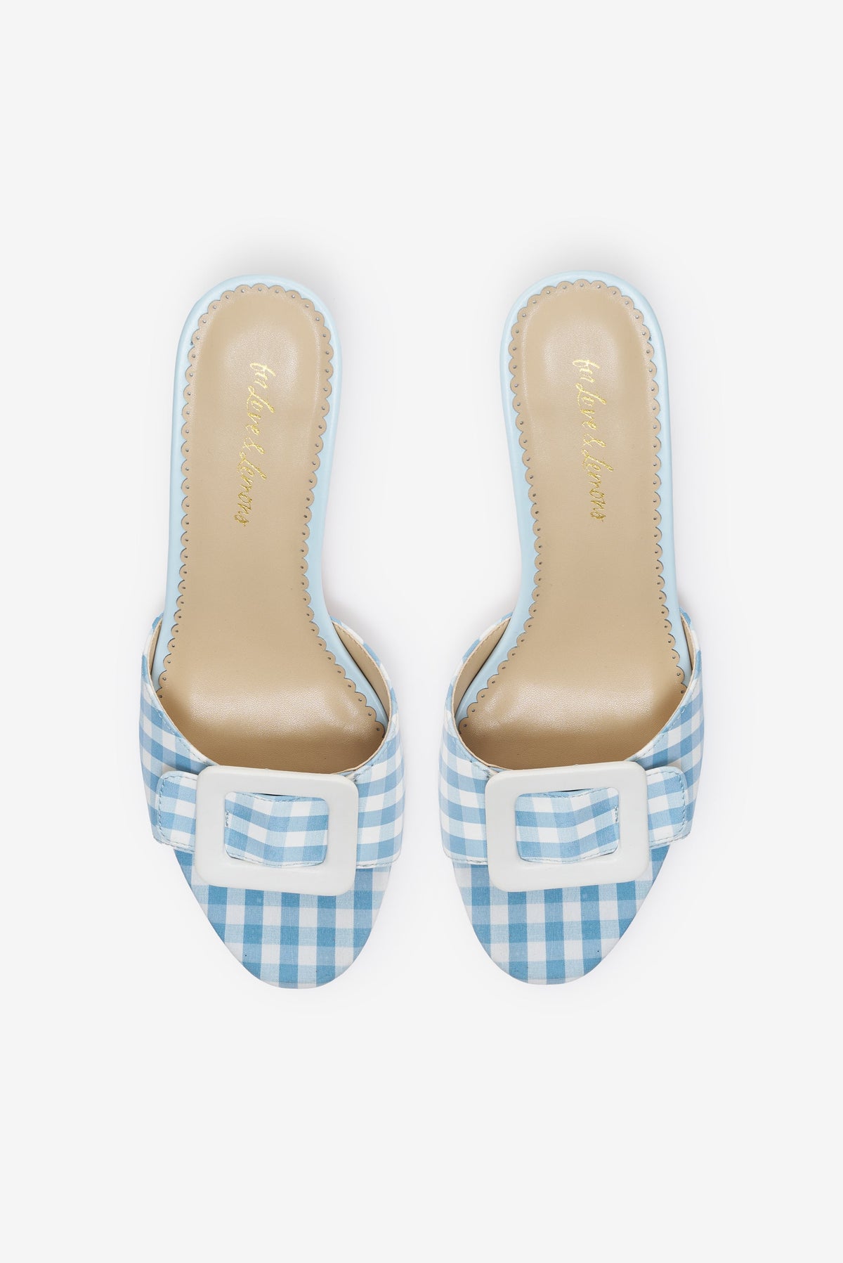 Eloise Gingham Buckle Mule Blue - For Love & Lemons