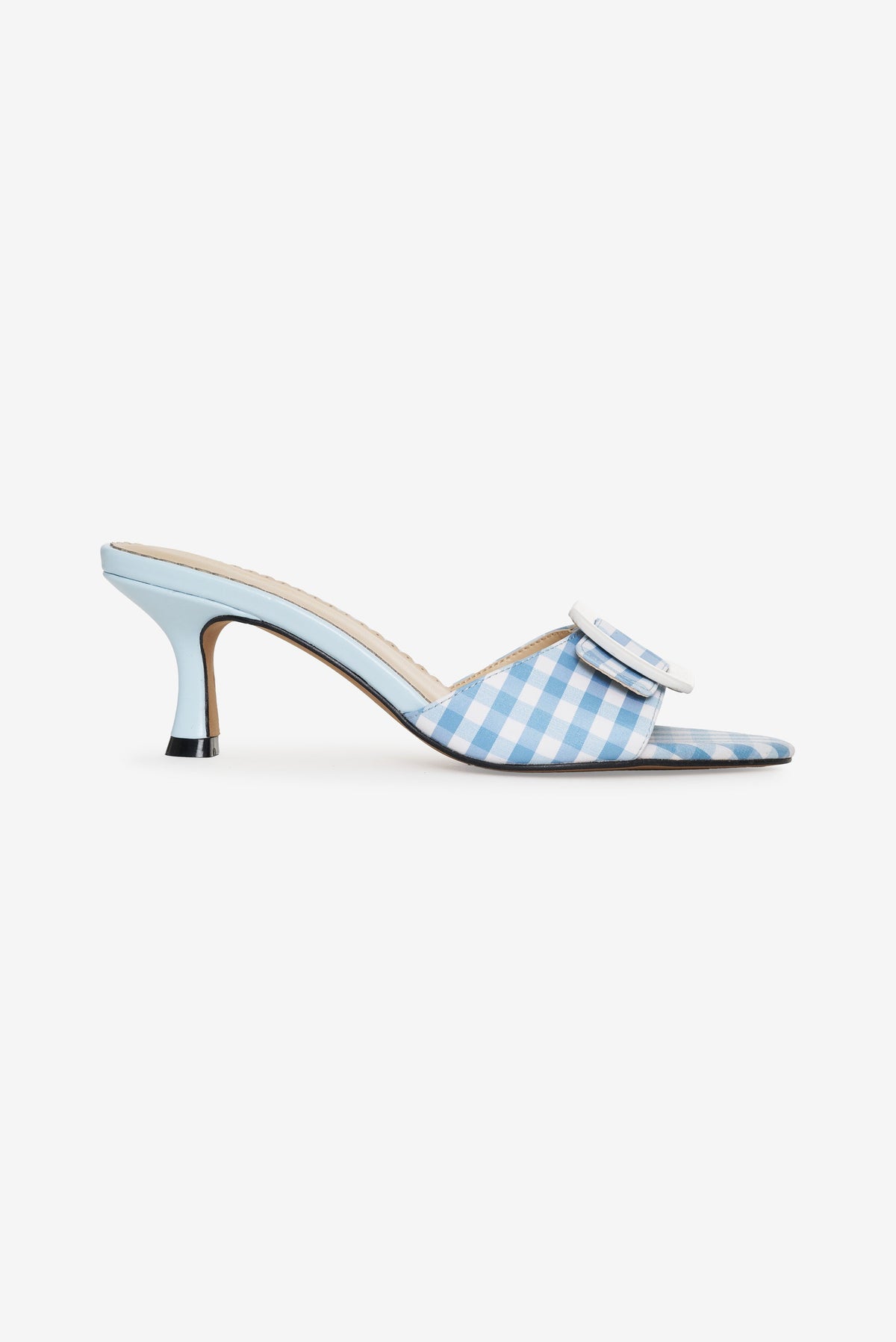 Eloise Gingham Buckle Mule Blue - For Love & Lemons