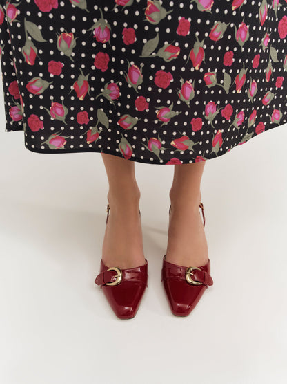 Marion Buckle Heel Oxblood - For Love & Lemons