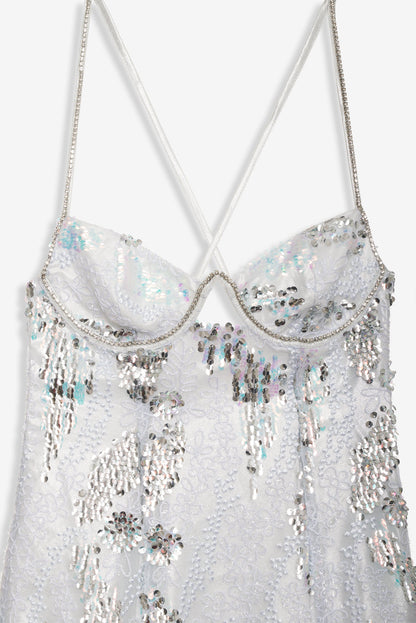 Opal Mini Dress Silver - For Love & Lemons