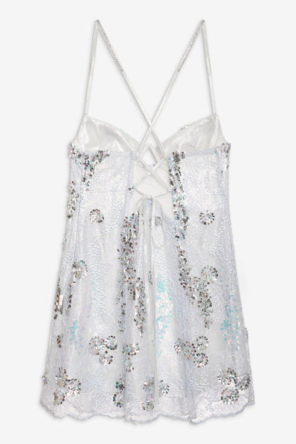 Opal Mini Dress Silver - For Love & Lemons