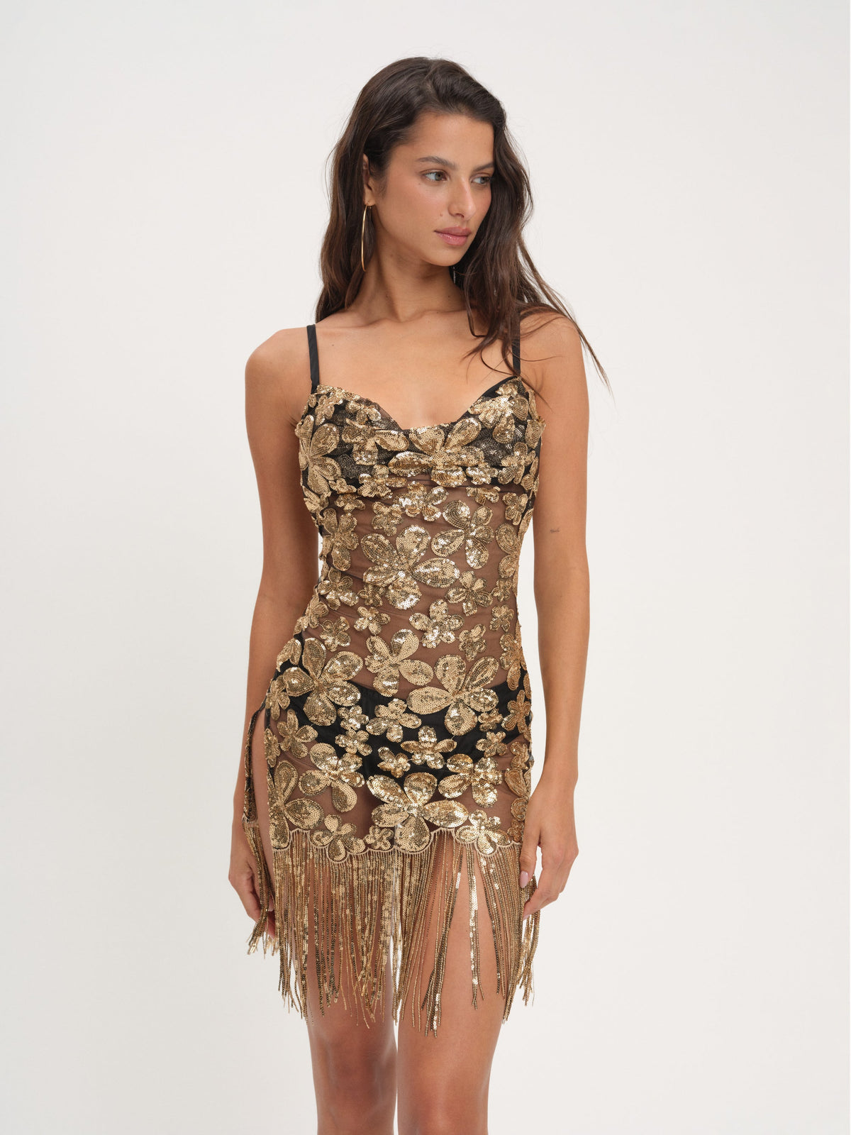 Colette Mini Dress Gold - For Love & Lemons