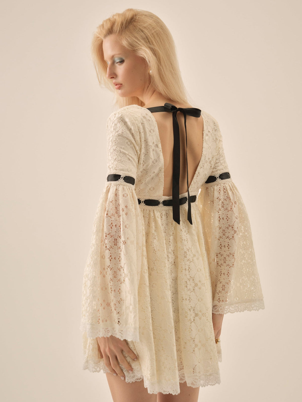 Creampuff Lace Mini Dress Cream - For Love & Lemons