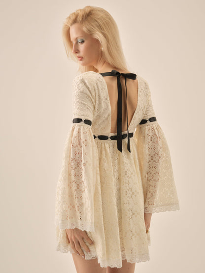 Creampuff Lace Mini Dress Cream - For Love & Lemons