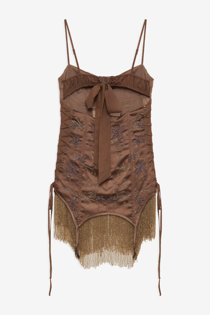 Olea Mini Dress Brown - For Love & Lemons