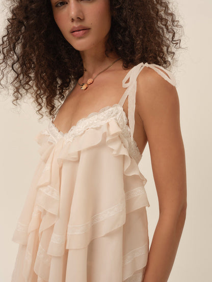 Juniper Ruffle Mini Dress Peach - For Love & Lemons