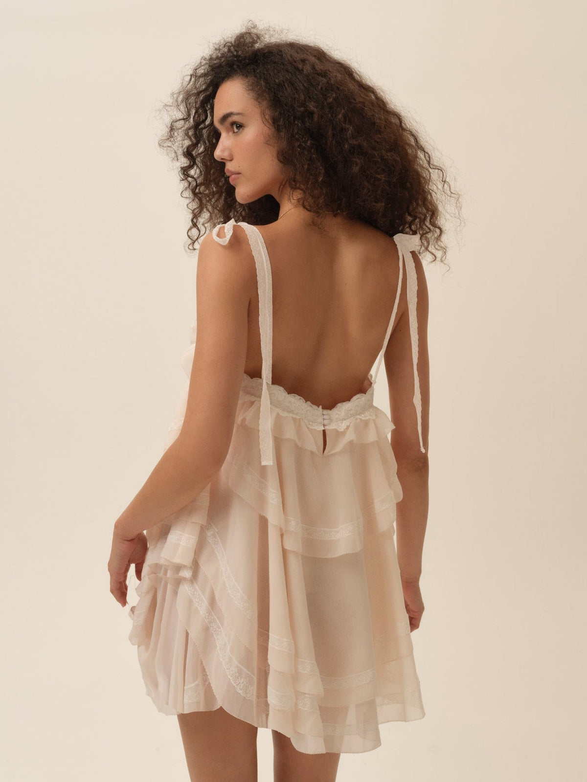 Juniper Ruffle Mini Dress Peach - For Love & Lemons
