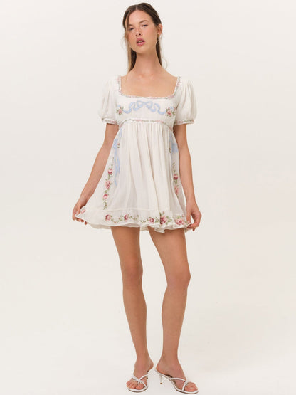 Rosemarie Mini Dress Cream - For Love & Lemons