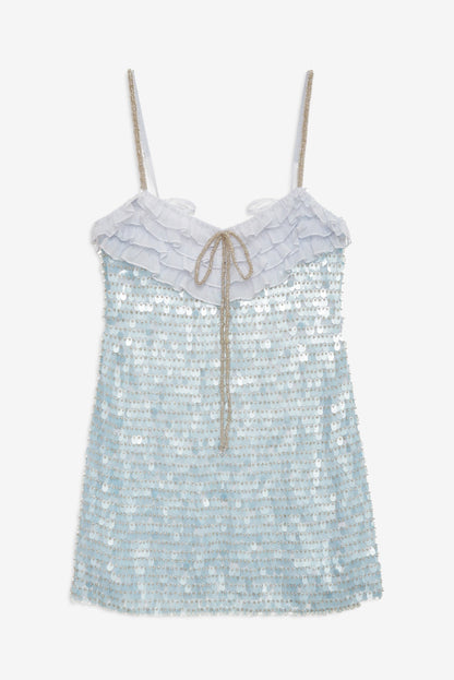 Layered Sequin Mini Dress Blue - For Love & Lemons