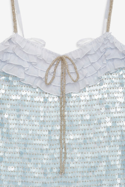 Layered Sequin Mini Dress Blue - For Love & Lemons